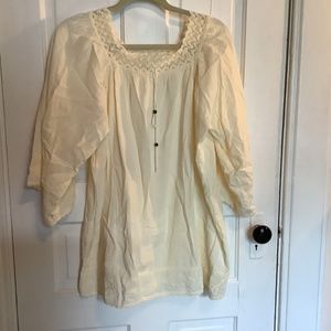 Crochet and embroidery peasant blouse